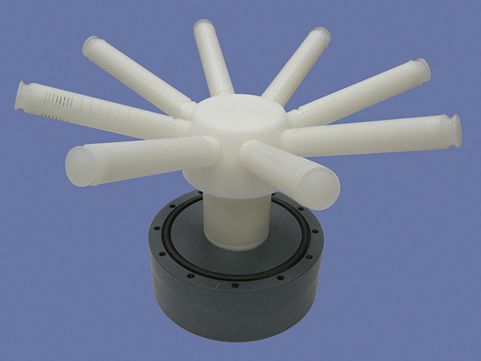SWT's bottom DS with PVC flange and PTFE strainer, hub, and laterals