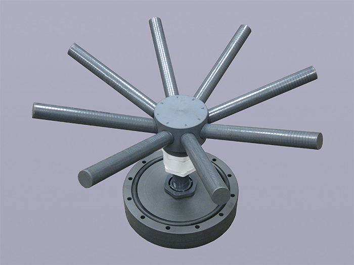 SWT's bottom DS with PVC flange, strainer, reducer bushing, hub, and laterals