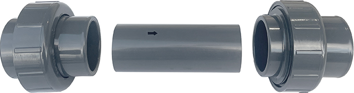 SWT's PVC union flow controls disassembled