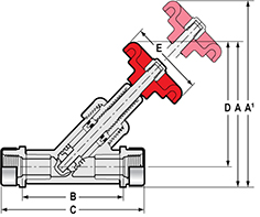 SR Thread Y-Pattern Globe Valves Dimensions Drawing