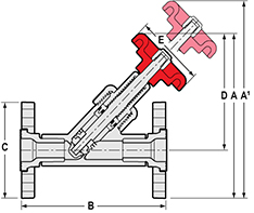 Flange Y-Pattern Globe Valves Dimensions Drawing
