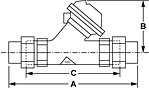 K52 Union End Connectors Dimensions Drawing